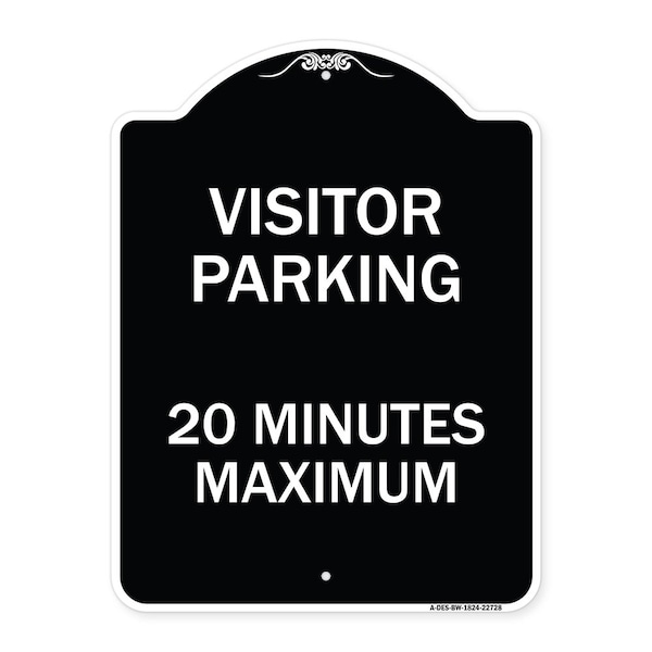 Signmission Visitor Parking Visitor Parking 20 Minutes Maximum Heavy-Gauge Alum, 18" L, 24" H, BW-1824-22728 A-DES-BW-1824-22728 - main